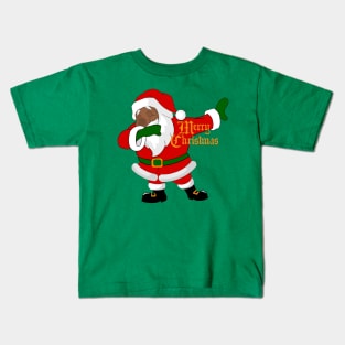 dabbing black santa claus funny christmas Kids T-Shirt